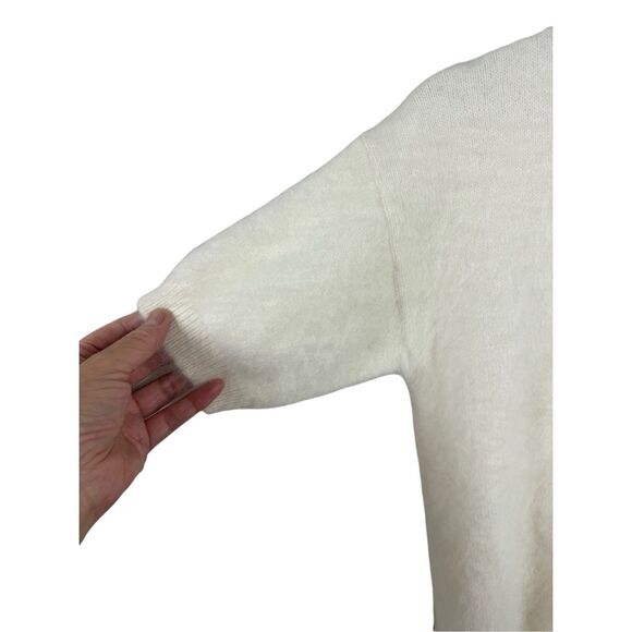 Michael Kors White Short Sleeve Pullover Sweater Size S Rabbit Hair Ribbed Knit - Picture 6 of 10